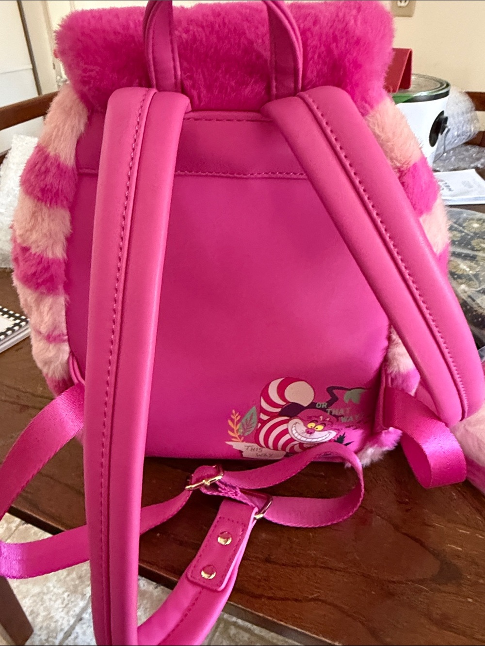 Loungefly Disney Cheshire Cat backpack - Hot Pink & Yellow - Picture 4 of 5